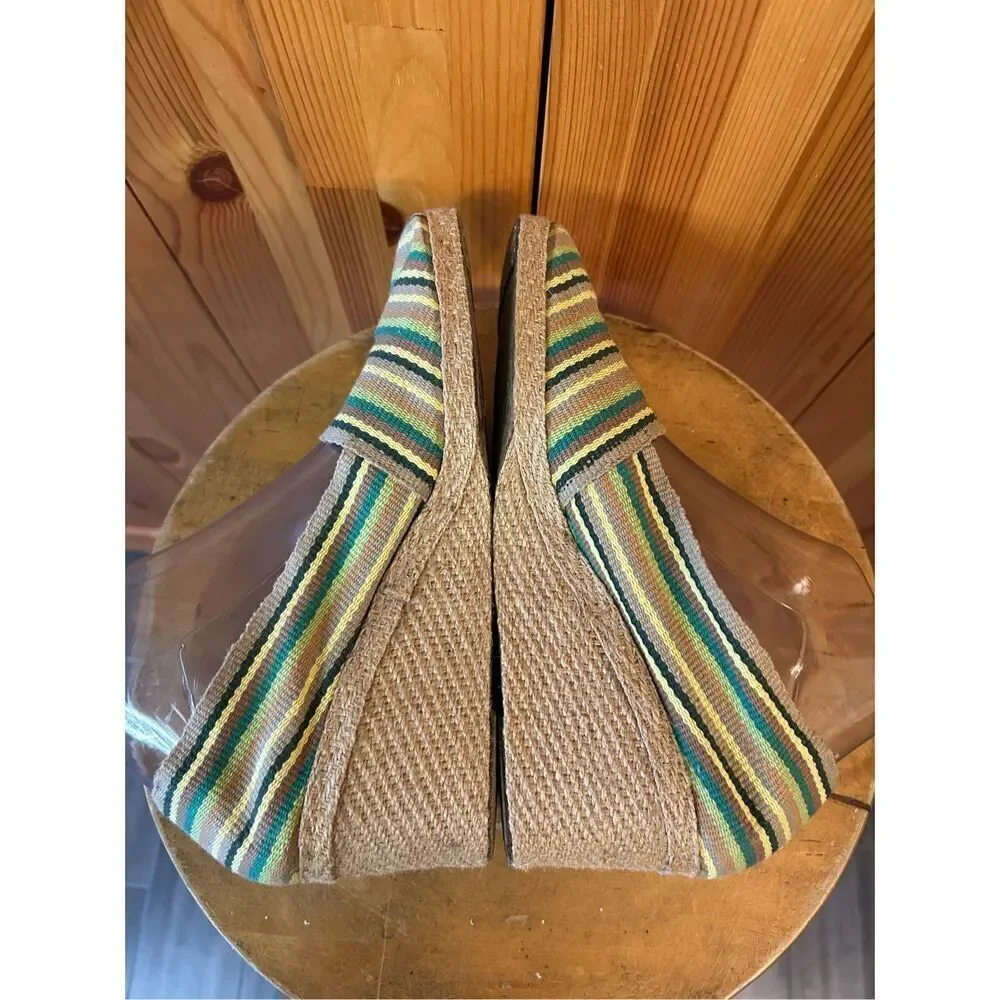 ANDRE ASSOUS Multicolored Canvas Designer Espadrille Close Toe Wedges Size 8.5